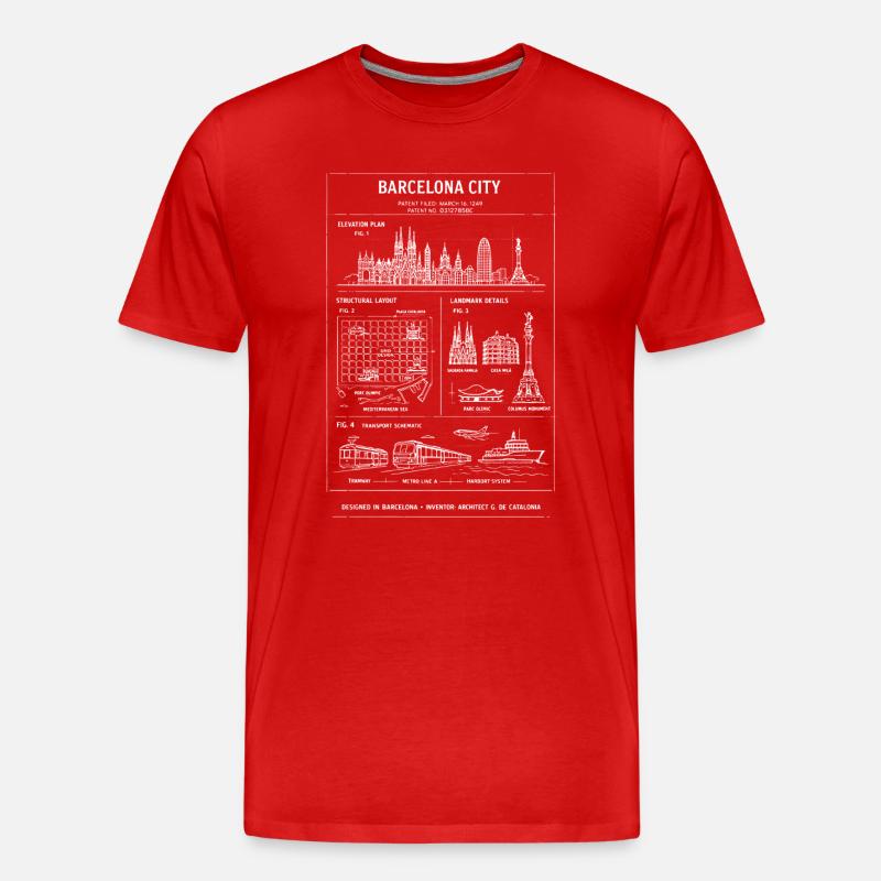 Modèle de la Skyline de Barcelone - T-shirt bio Premium Homme - rouge