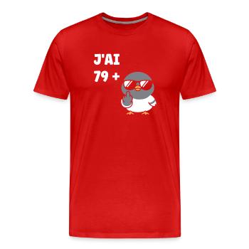 79 plus 1 - Men's Premium Organic T-Shirt - red - Front - Damien (186cm)