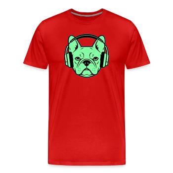 Frenchie Headphones Gamer Dog - Men's Premium Organic T-Shirt - red - Front - Damien (186cm)