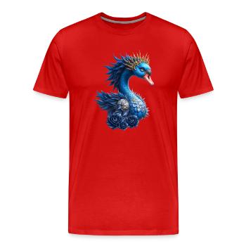 Oiseau bleu royal avec couronne - T-shirt bio Premium Homme - rouge - Devant - Damien (186cm)