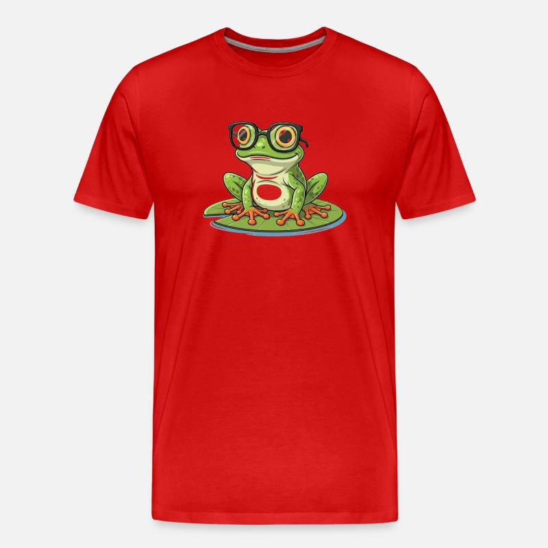 Smart Frog – lustiges Design mit Lunett - Männer Premium Bio T-Shirt - Rot