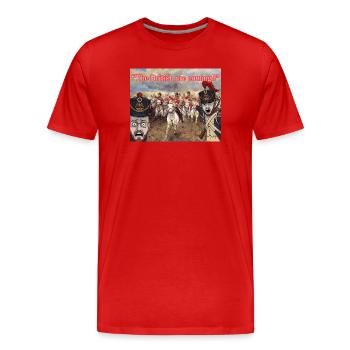 BRITANNIQUES EN DIRECTION - T-shirt bio Premium Homme - rouge - Devant - Damien (186cm)