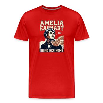 Amelia Earhart – Bring Her Home - Men's Premium Organic T-Shirt - red - Front - Damien (186cm)
