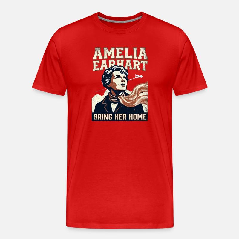 Amelia Earhart – Bring Her Home - Men's Premium Organic T-Shirt - red