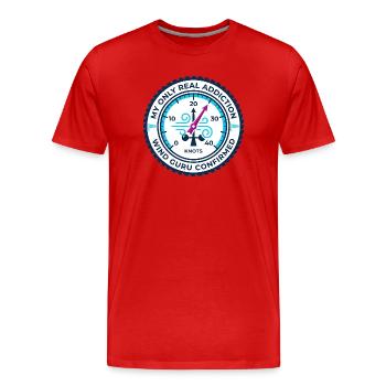Wind Guru Addiction - Kitesurfing Knots Gauge - Men's Premium Organic T-Shirt - red - Front - Damien (186cm)