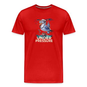 Under pressure seagull with diving mask diver humor - Men's Premium Organic T-Shirt - red - Front - Damien (186cm)