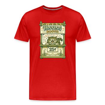 Hissing Booth Cat Signage - Men's Premium Organic T-Shirt - red - Front - Damien (186cm)
