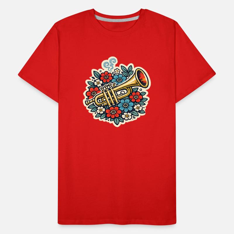 Explosion florale de trompette T-shirt bio Premium Homme