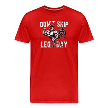 Ne saute pas la journée des jambes : bodybuilding drôle à la salle de sport - T-shirt bio Premium Homme - rouge - Devant - Damien (186cm)