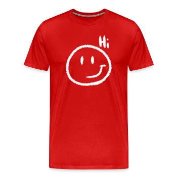 Hi Smile & Text | Kreide-Look - Männer Premium Bio T-Shirt - Rot - Vorne - Damien (186cm)