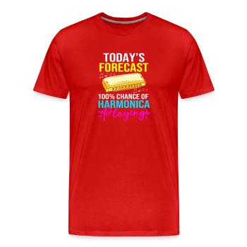 Harmonica Folk Music Folk Festival - Men's Premium Organic T-Shirt - red - Front - Damien (186cm)
