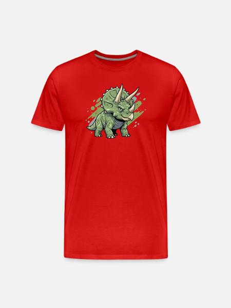 Green Triceratops Doodle - Men's Premium Organic T-Shirt - red