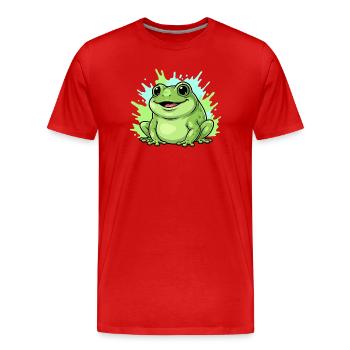 Frösch mit Farbspritzer Hintergrund - Männer Premium Bio T-Shirt - Rot - Vorne - Damien (186cm)