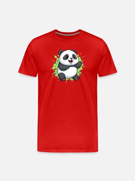 Fröhlicher Panda Splash - Männer Premium Bio T-Shirt - Rot