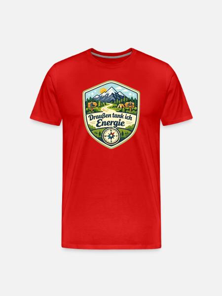 Draußen tank ich Energie - Männer Premium Bio T-Shirt - Rot