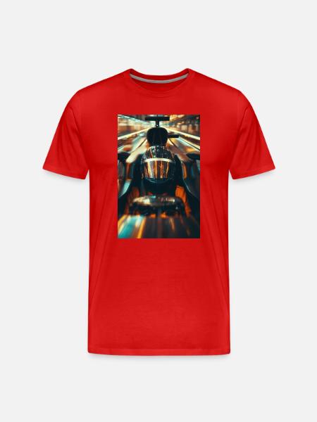 Neon Apex Racer Helmet in Motion - Men's Premium Organic T-Shirt - red