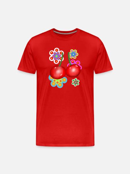 Retro Spring Summer Retro Cherries - Men's Premium Organic T-Shirt - red