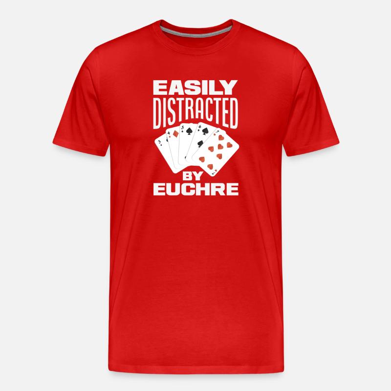 Easily distracted by Euchre - Men's Premium Organic T-Shirt - red