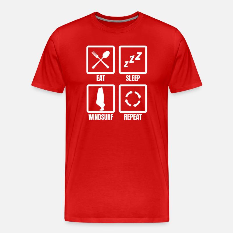 Eat Sleep Windsurf Repeat - Männer Premium Bio T-Shirt - Rot
