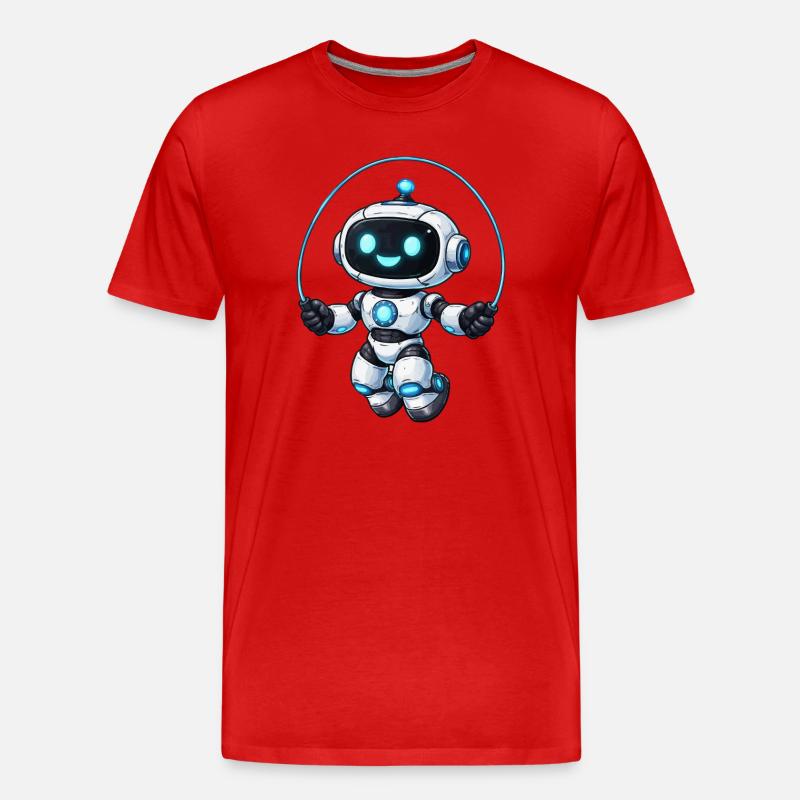 Seilspringen Roboter-Springer - Männer Premium Bio T-Shirt - Rot