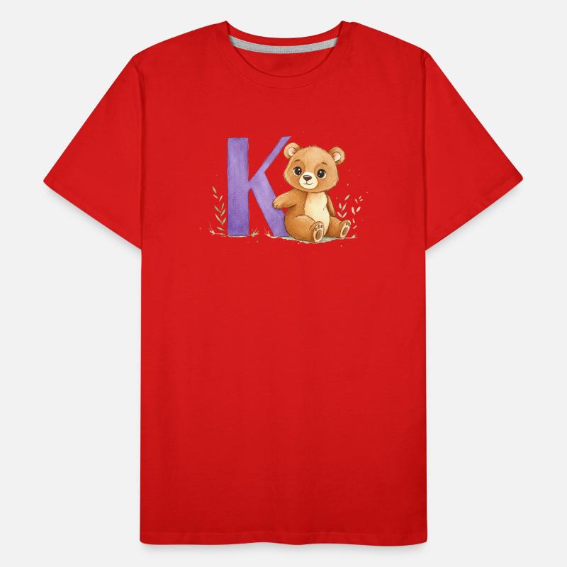 Aquarell Bär mit Buchstabe K Männer Premium Bio T-Shirt