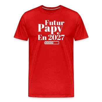 Futur papy 2027 - T-shirt bio Premium Homme - rouge - Devant - Damien (186cm)