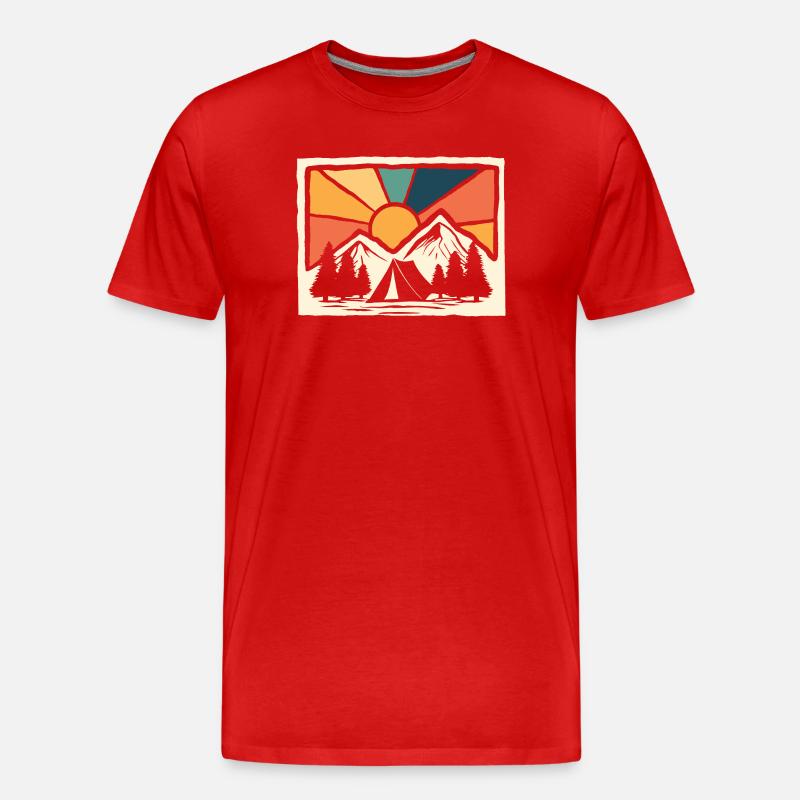 Bergcamping Wandern Forstpfadfinder Camper - Männer Premium Bio T-Shirt - Rot