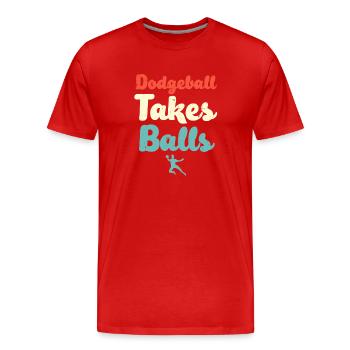 Le ballon au prisonnier prend des balles - T-shirt bio Premium Homme - rouge - Devant - Damien (186cm)