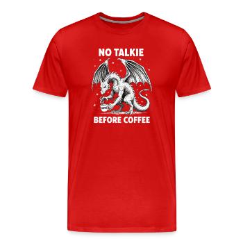 Pas de conversation avant Dragon Amoureux du Café - T-shirt bio Premium Homme - rouge - Devant - Damien (186cm)