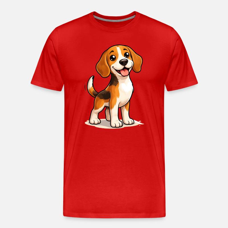 Beagle Hund Süß Lustig Fun Design - Männer Premium Bio T-Shirt - Rot