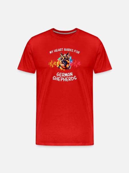 German Shepherd Heartline - Men's Premium Organic T-Shirt - red