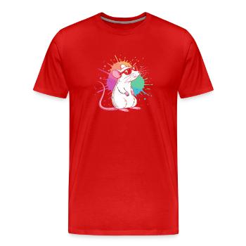 Elegant rat under colored shards - Men's Premium Organic T-Shirt - red - Front - Damien (186cm)