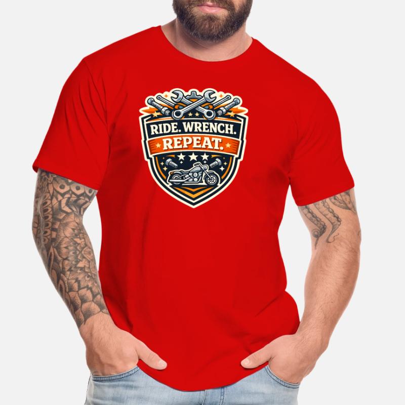 Ride Wrench Repeat Motorcycle Patch T-shirt bio Premium Homme