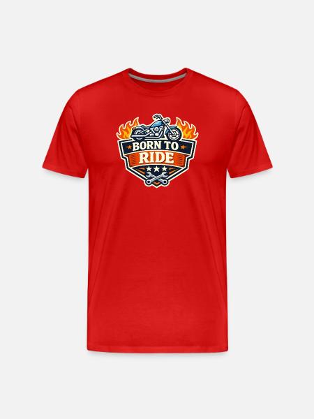 BornToRide Motorcycle Logo - Men's Premium Organic T-Shirt - red