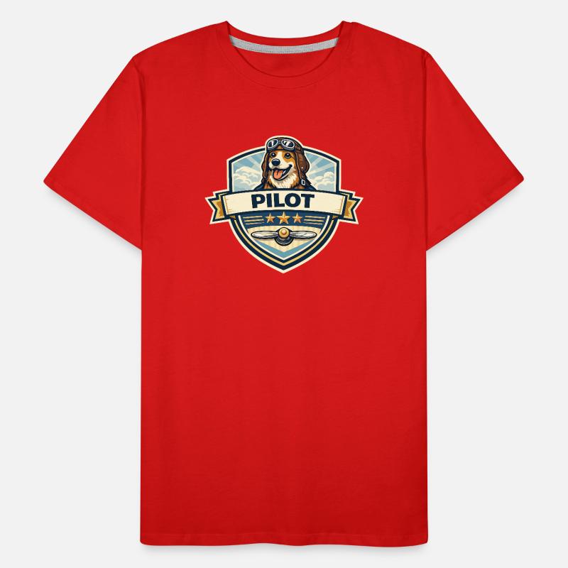 Hundepilot Abzeichen Cartoon Männer Premium Bio T-Shirt