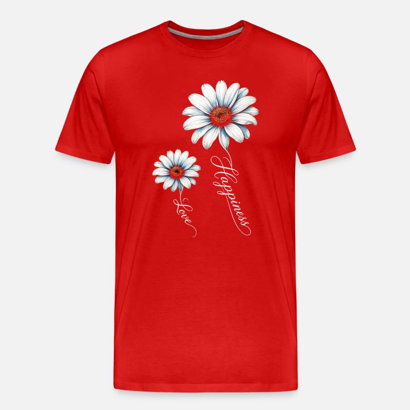 Blaue Gänseblümchen, Glück und Liebe - Männer Premium Bio T-Shirt - Rot