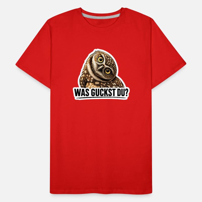 Was guckst du? – Lustige Eule mit Spruch Männer Premium Bio T-Shirt