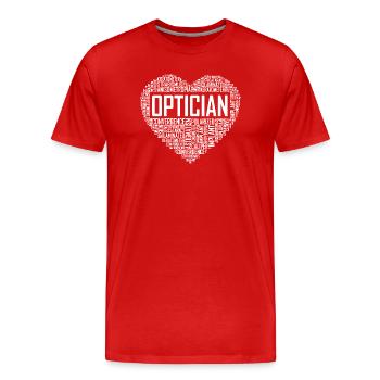 Optiker-Herztypografie - Männer Premium Bio T-Shirt - Rot - Vorne - Damien (186cm)
