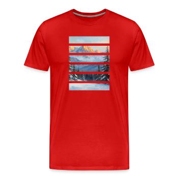 Layered mountain horizon - Men's Premium Organic T-Shirt - red - Front - Damien (186cm)