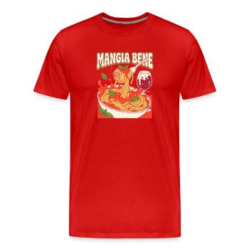 Mangia Bene Pasta Illustration - Männer Premium Bio T-Shirt - Rot - Vorne - Damien (186cm)
