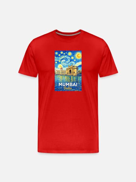 Mumbai India Starry Night - Men's Premium Organic T-Shirt - red