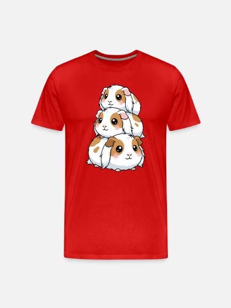 Stacked Guinea Pig Kawaii Trio - Men's Premium Organic T-Shirt - red