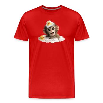 Badezeit-Affenchen mit Badeente - Männer Premium Bio T-Shirt - Rot - Vorne - Damien (186cm)