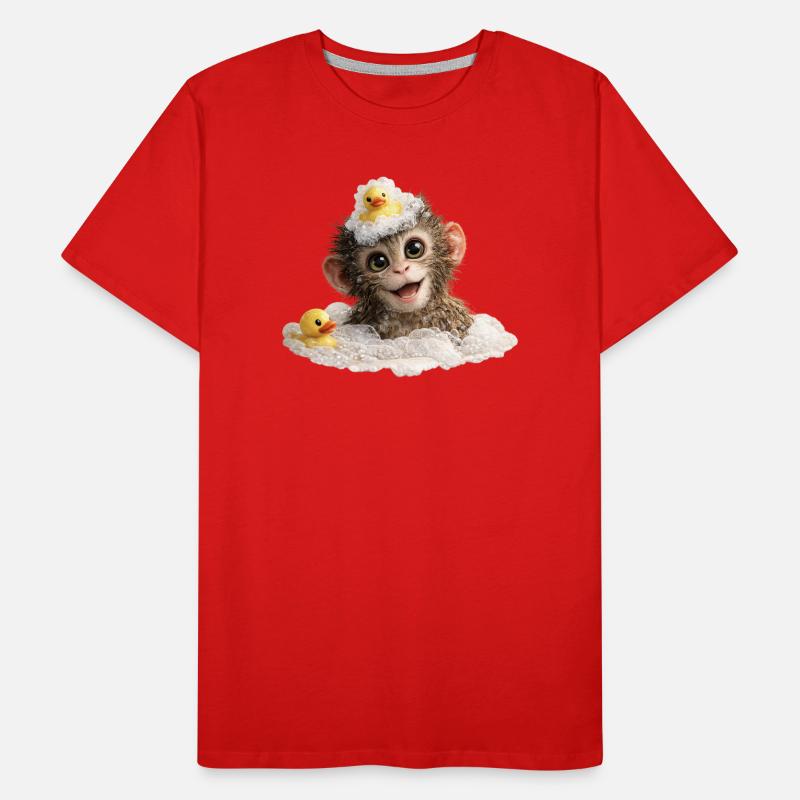 Badezeit-Affenchen mit Badeente Männer Premium Bio T-Shirt