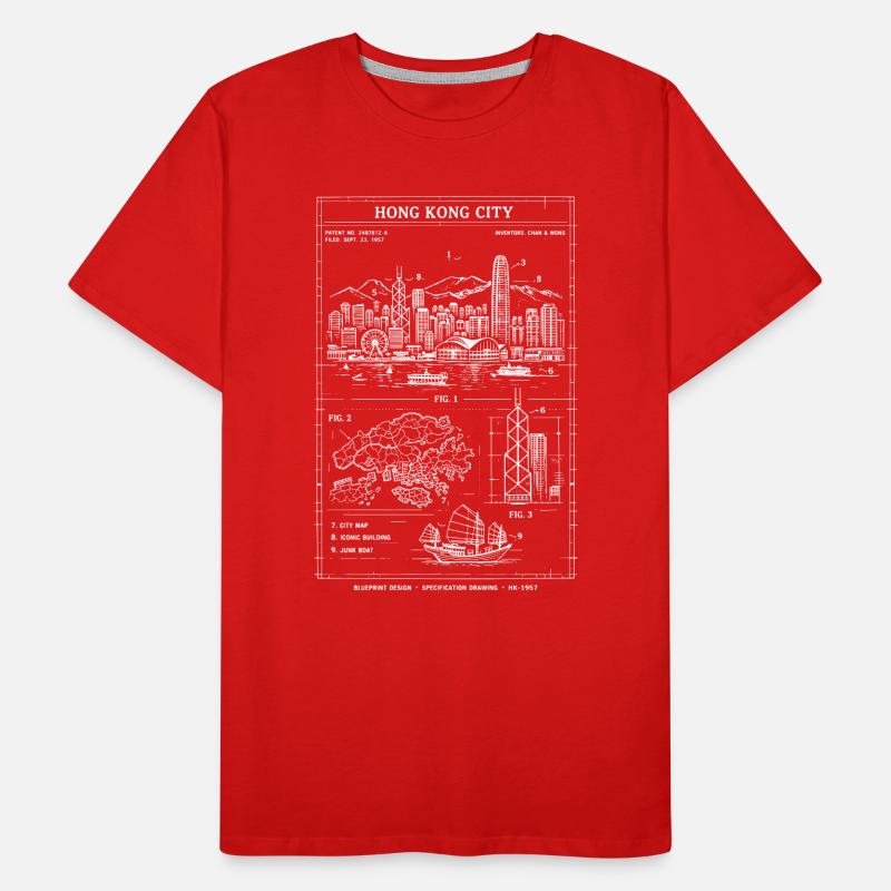 Plan de la Skyline de Hong Kong T-shirt bio Premium Homme