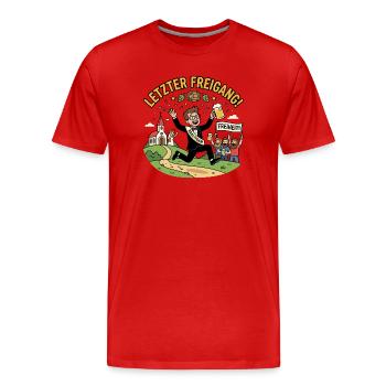 Letzte Ausfahrt JGA Endbaustelle Ehe - Männer Premium Bio T-Shirt - Rot - Vorne - Damien (186cm)