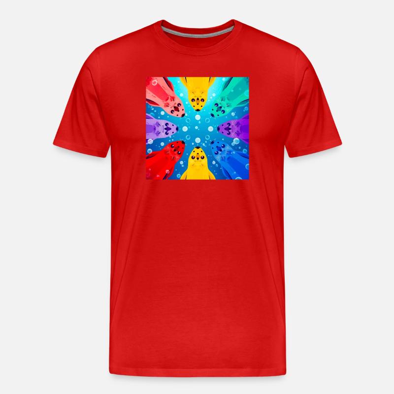 Bunte Kreis-Koi - Männer Premium Bio T-Shirt - Rot