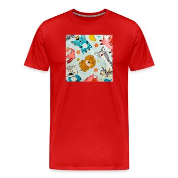 Verspielte Weltraumtier-Collage - Männer Premium Bio T-Shirt - Rot - Vorne - Damien (186cm)