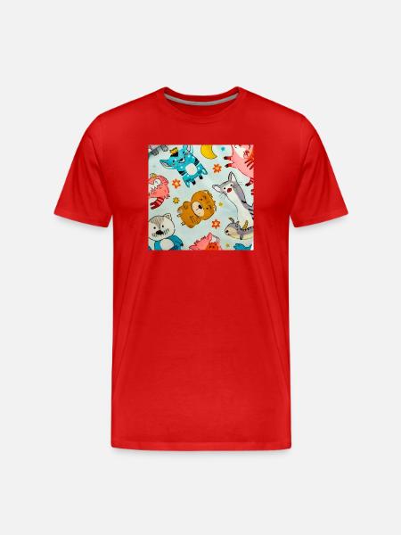 Playful Space Animal Collage - Men's Premium Organic T-Shirt - red