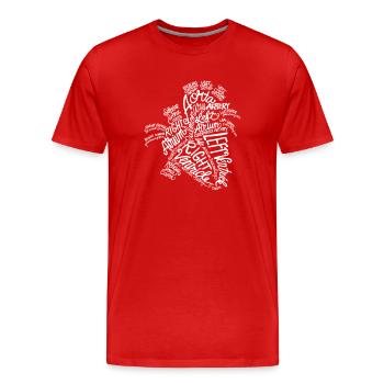 Leaf Word Art Typography - Men's Premium Organic T-Shirt - red - Front - Damien (186cm)